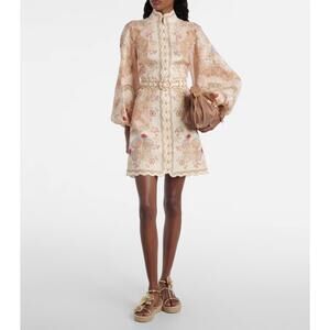 NEW ZIMMERMANN daylight mini dress in wallpaper floral blush